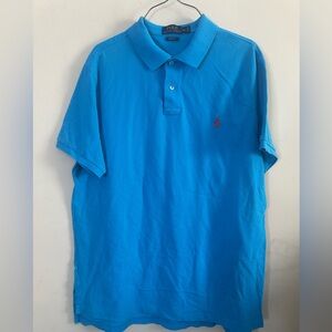 Vintage Polo Ralph Lauren Golf Shirt Mens XL Teal Blue Pink Pony Blue Label